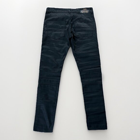 DNM Collection NYC Waxed Moto Jeans Mens Size 30 Black Biker Stacked Denim - Picture 9 of 12